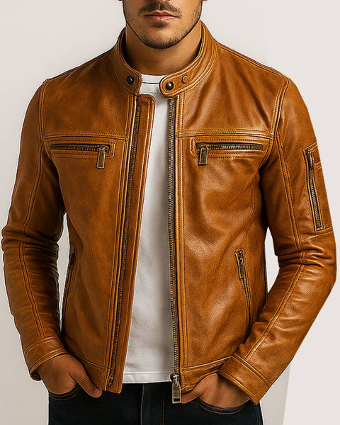 Louie Brown Leather Jacket - Leather Jacket for Men Brown