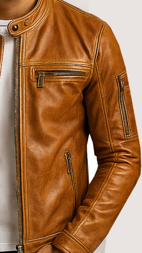 Louie Brown Leather Jacket - Leather Jacket for Men Brown