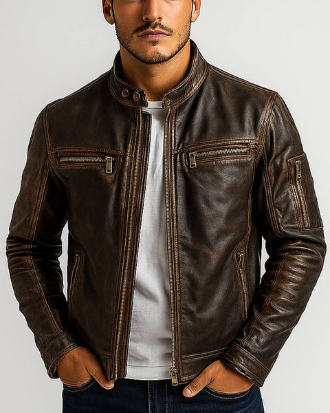 Luca Brown Leather Jacket - Leather Jacket for Men Brown