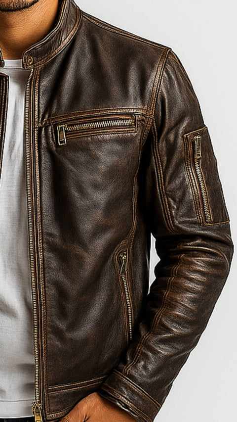 Luca Brown Leather Jacket - Leather Jacket for Men Brown