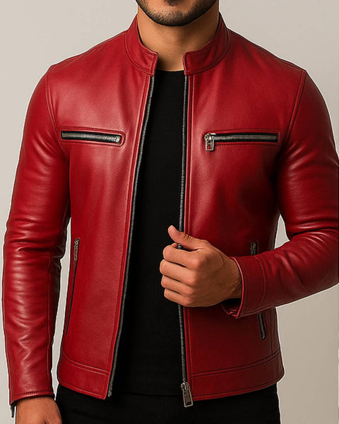 Lucas Red Leather Jacket - Leather Jacket for Men Red