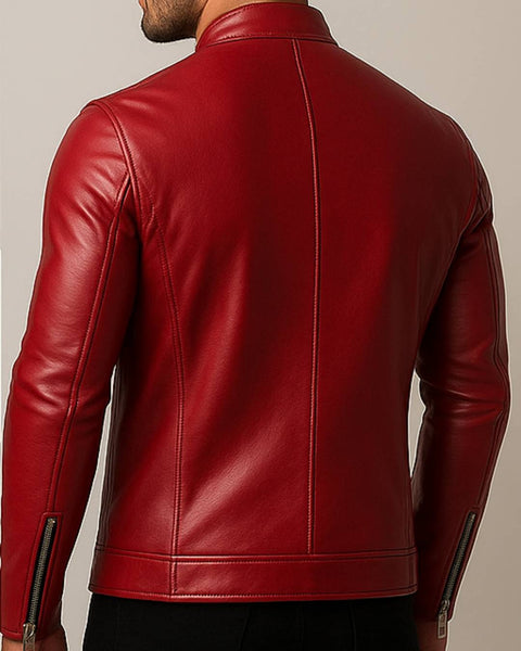 Lucas Red Leather Jacket - Leather Jacket for Men Red