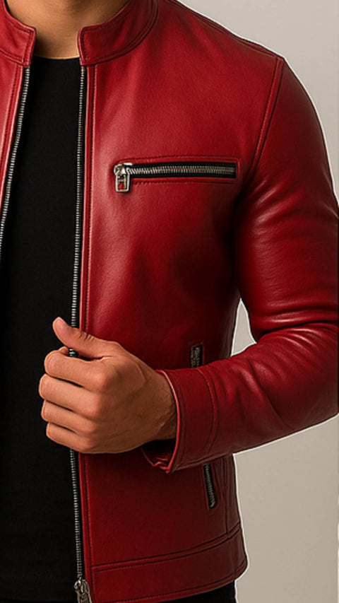 Lucas Red Leather Jacket - Leather Jacket for Men Red