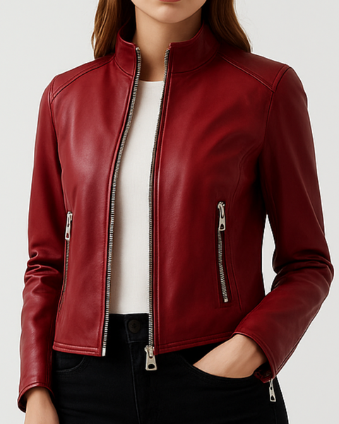 Ava Leather Red Jacket - Women Leather Jacket Red