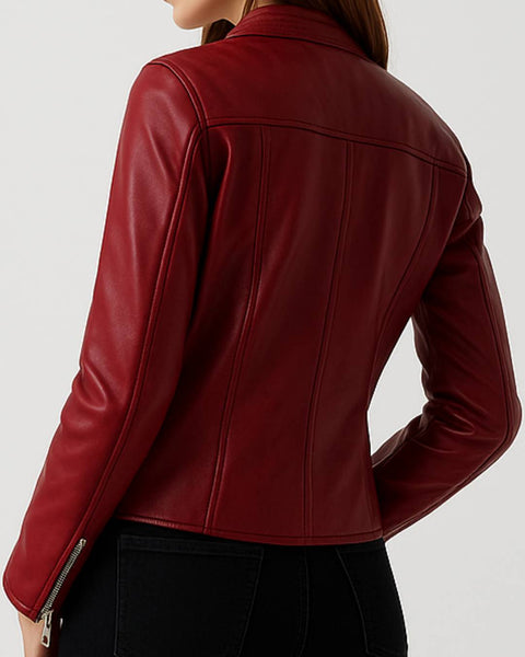 Ava Leather Red Jacket - Women Leather Jacket Red