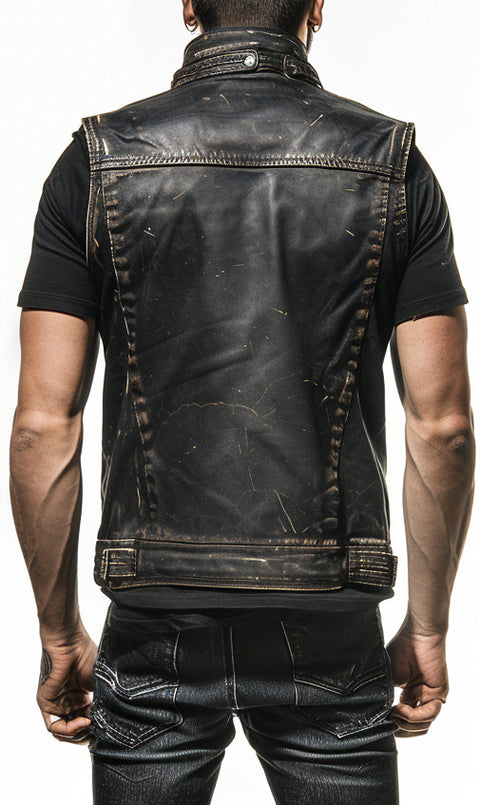 Marco Men Distressed Leather Vest