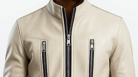 Mason white Leather Jacket - Men Leather Jacket white