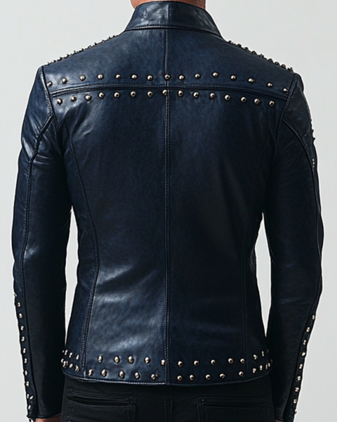 Max Blue Leather Jacket - Men Leather Jacket Blue