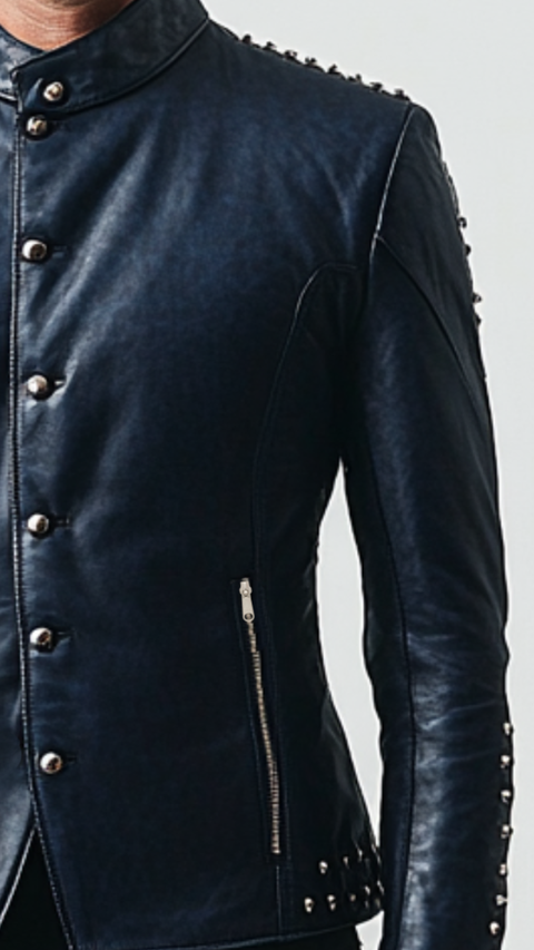 Max Blue Leather Jacket - Men Leather Jacket Blue
