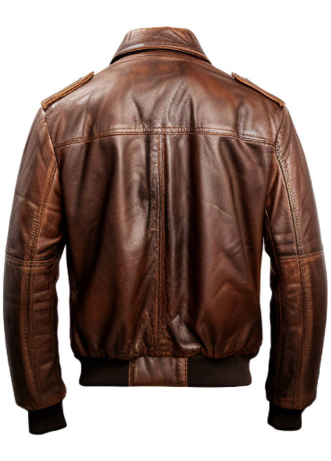 Men 90's Vintage Bomber Leather Jacket