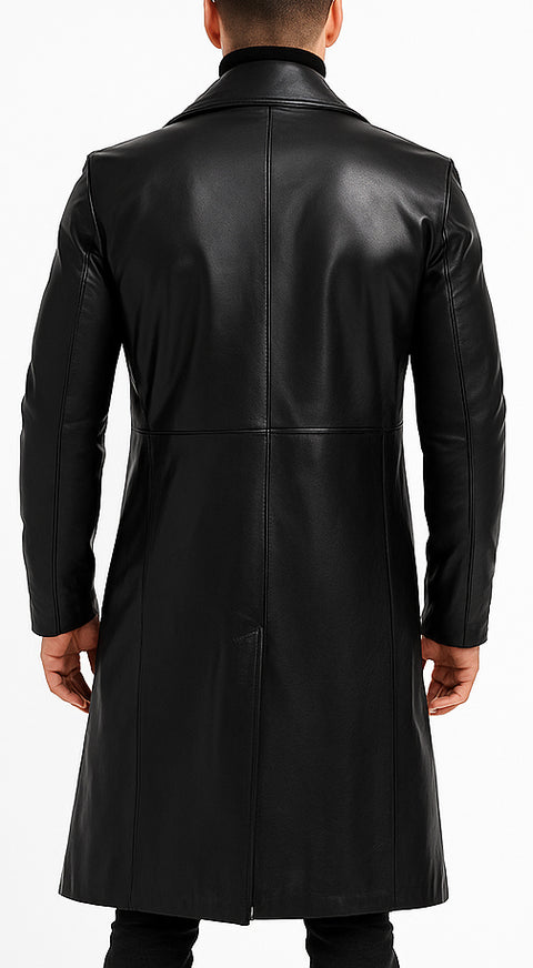 Men Black Legacy Leather Trench Coat