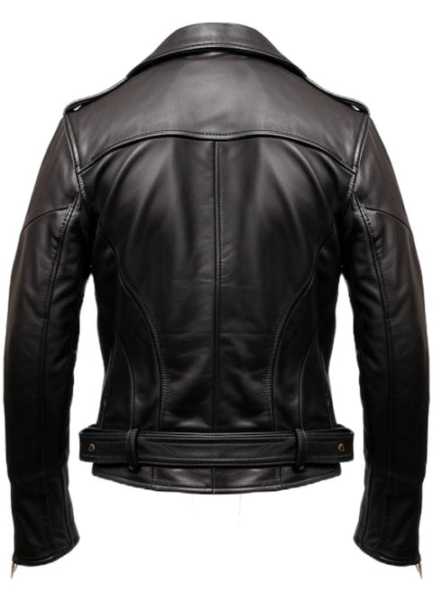 Men Black Biker Genuine Leather Jacket - Biker Jacket Black