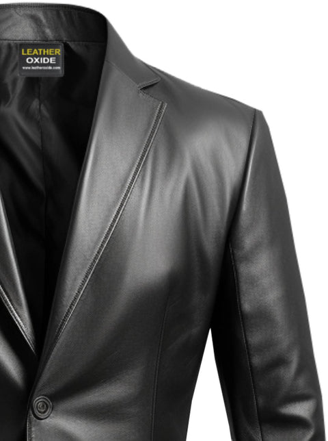 Men Black Biker Leather Blazer - Leather Coats for Men - Leatheroxide