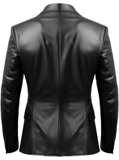 Men Black Biker Leather Blazer - Leather Coats for Men - Leatheroxide
