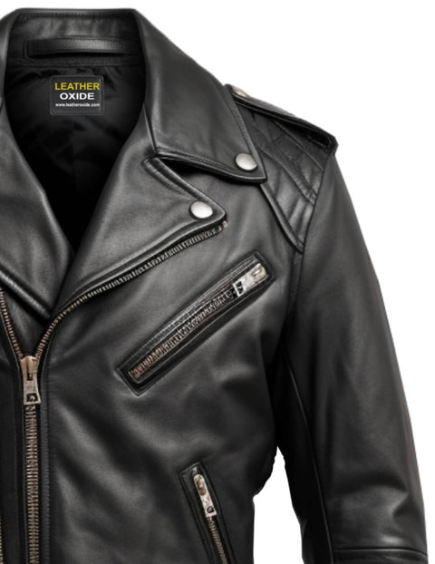 Men Black Biker Leather Jacket - Biker Jacket For Men - Leatheroxide