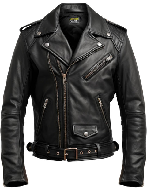 Men Black Biker Leather Jacket - Biker Jacket For Men - Leatheroxide