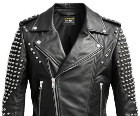 Men Black Biker Leather Jacket - Leather Biker Black Jacket