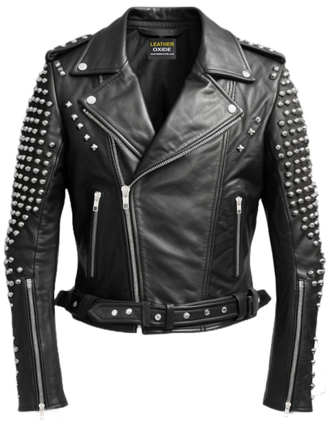 Men Black Biker Leather Jacket - Leather Biker Black Jacket