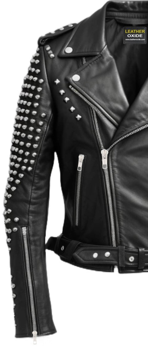 Men Black Biker Leather Jacket - Leather Biker Black Jacket