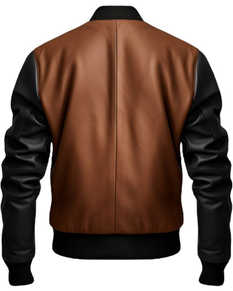 Men Black Bomber Leather Jacket - Leather Bomber Jacket