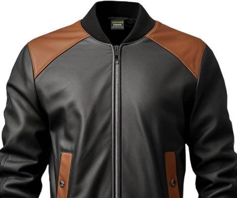 Men Black Bomber Leather Jacket - Leather Bomber Jacket