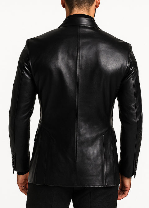 Men Black Diamond Premium Leather Blazer