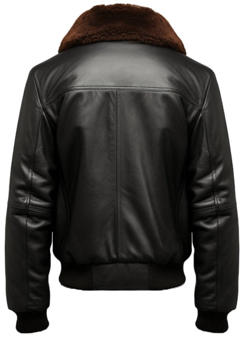 Men Black G1 Aviator Real Leather Jacket - Leatheroxide