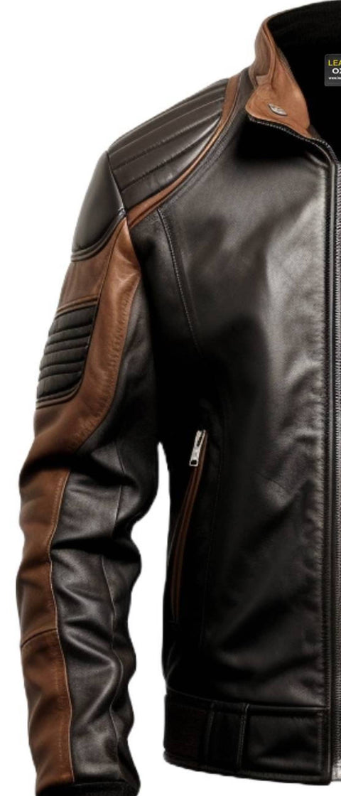 Men Black Leather Jacket - Leather Brown Jacket - Leatheroxide