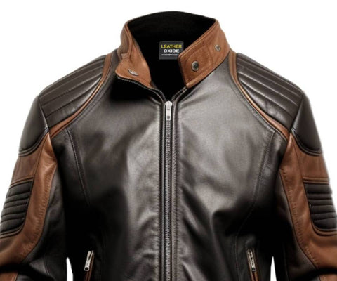 Men Black Leather Jacket - Leather Brown Jacket - Leatheroxide