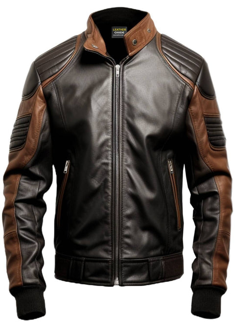 Men Black Leather Jacket - Leather Brown Jacket - Leatheroxide