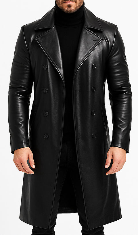 Men Black Legacy Leather Trench Coat