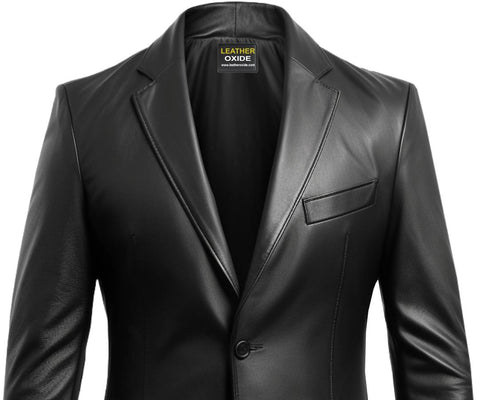 Men Black Stylish Designer Leather Blazer