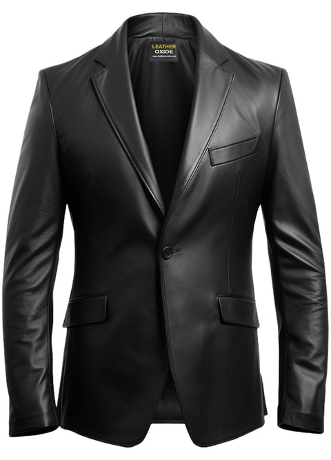 Men Black Stylish Designer Leather Blazer