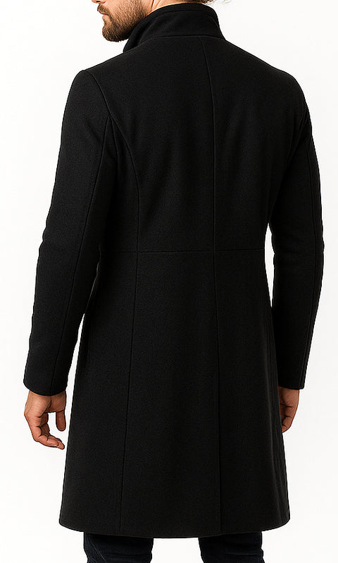 Men Stylish Black Wool Coat