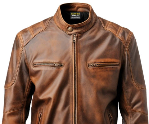 Men Brown Distressed Leather Jacket - Daniel Brown Leather Jacket
