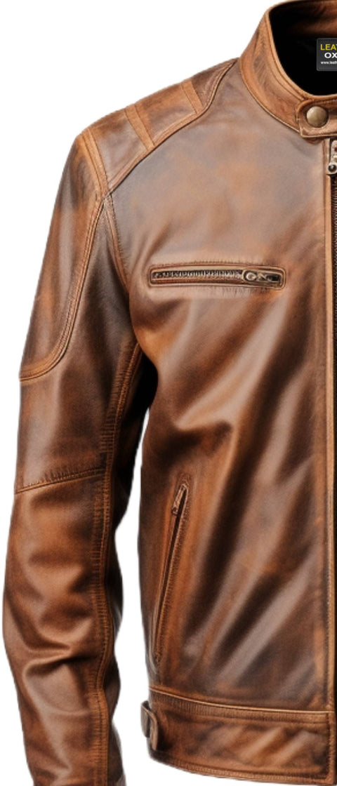 Men Brown Distressed Leather Jacket - Daniel Brown Leather Jacket