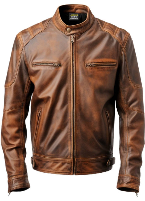Men Brown Distressed Leather Jacket - Daniel Brown Leather Jacket