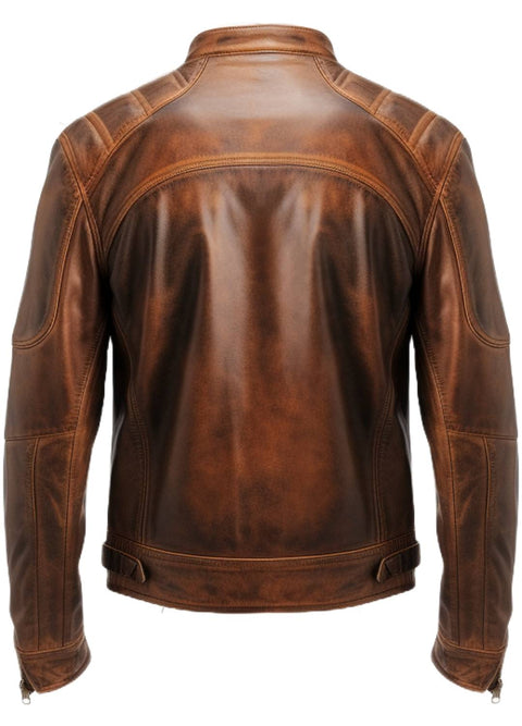 Men Brown Distressed Leather Jacket - Daniel Brown Leather Jacket