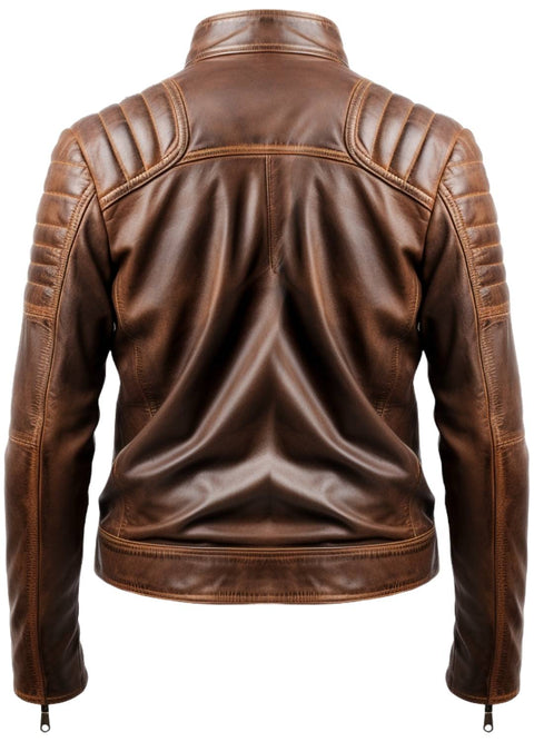 Men Brown Leather Jacket - Leo Distressed Brown Leather Jacket