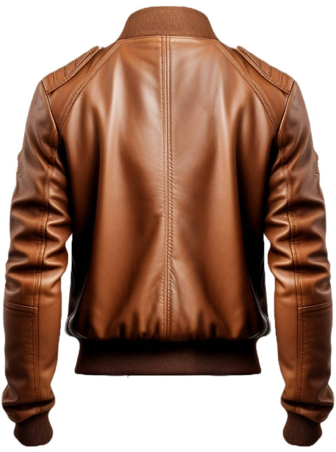 Men Brown Leather Jacket Bomber, Bomber Style Leather Jacket - Leatheroxide