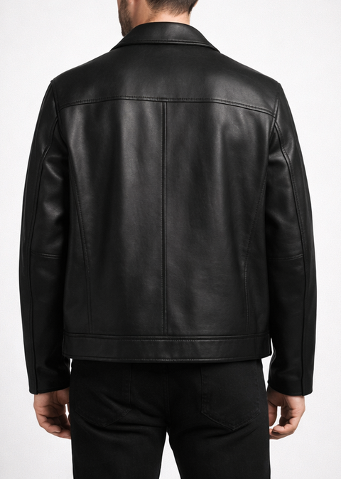 Men Classic Black Leather Jacket