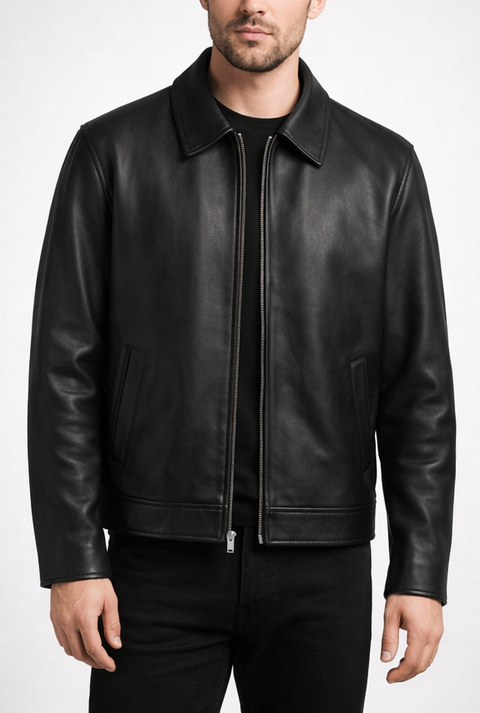 Men Classic Black Leather Jacket