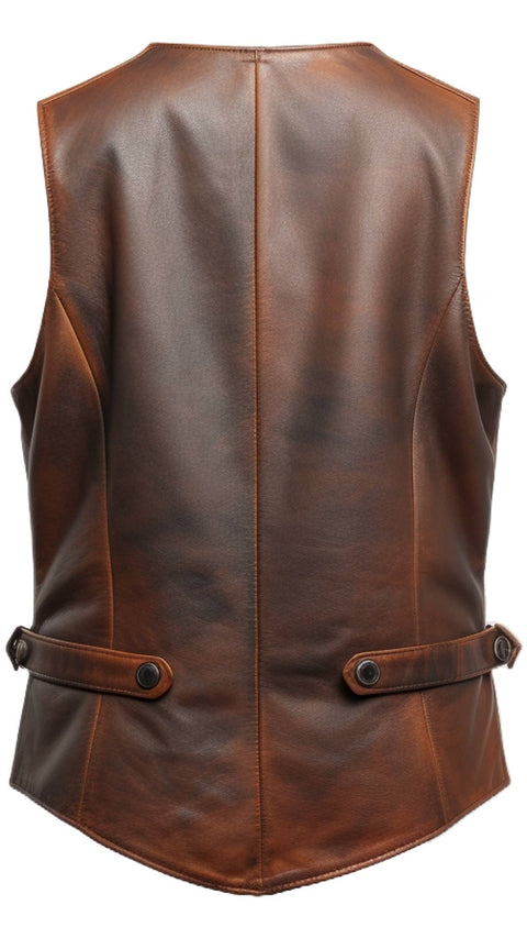 Men Classic Brown Leather Vest