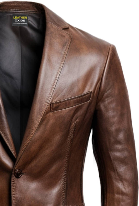 Men Dark Brown Leather Coat - Leather Coat Brown - Leatheroxide