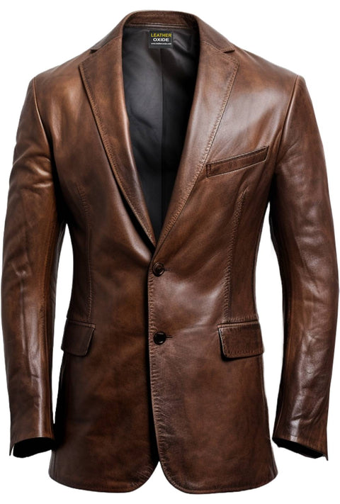 Men Dark Brown Leather Coat - Leather Coat Brown - Leatheroxide