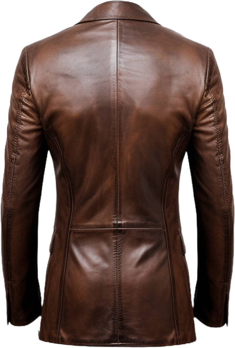 Men Dark Brown Leather Coat - Leather Coat Brown - Leatheroxide
