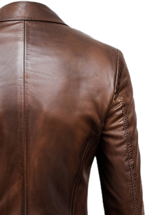 Men Dark Brown Leather Coat - Leather Coat Brown - Leatheroxide
