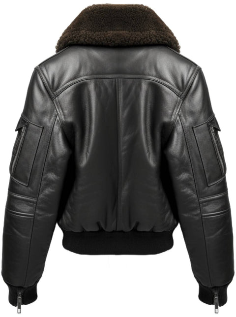 Men G1 Black Leather Flight Bomber Jacket
