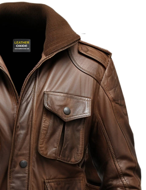 Men Leather Jacket - Dark Brown Leather Jacket - Leatheroxide