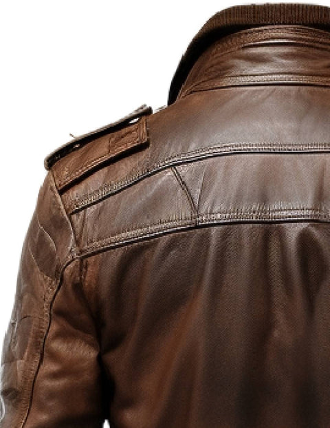 Men Leather Jacket - Dark Brown Leather Jacket - Leatheroxide